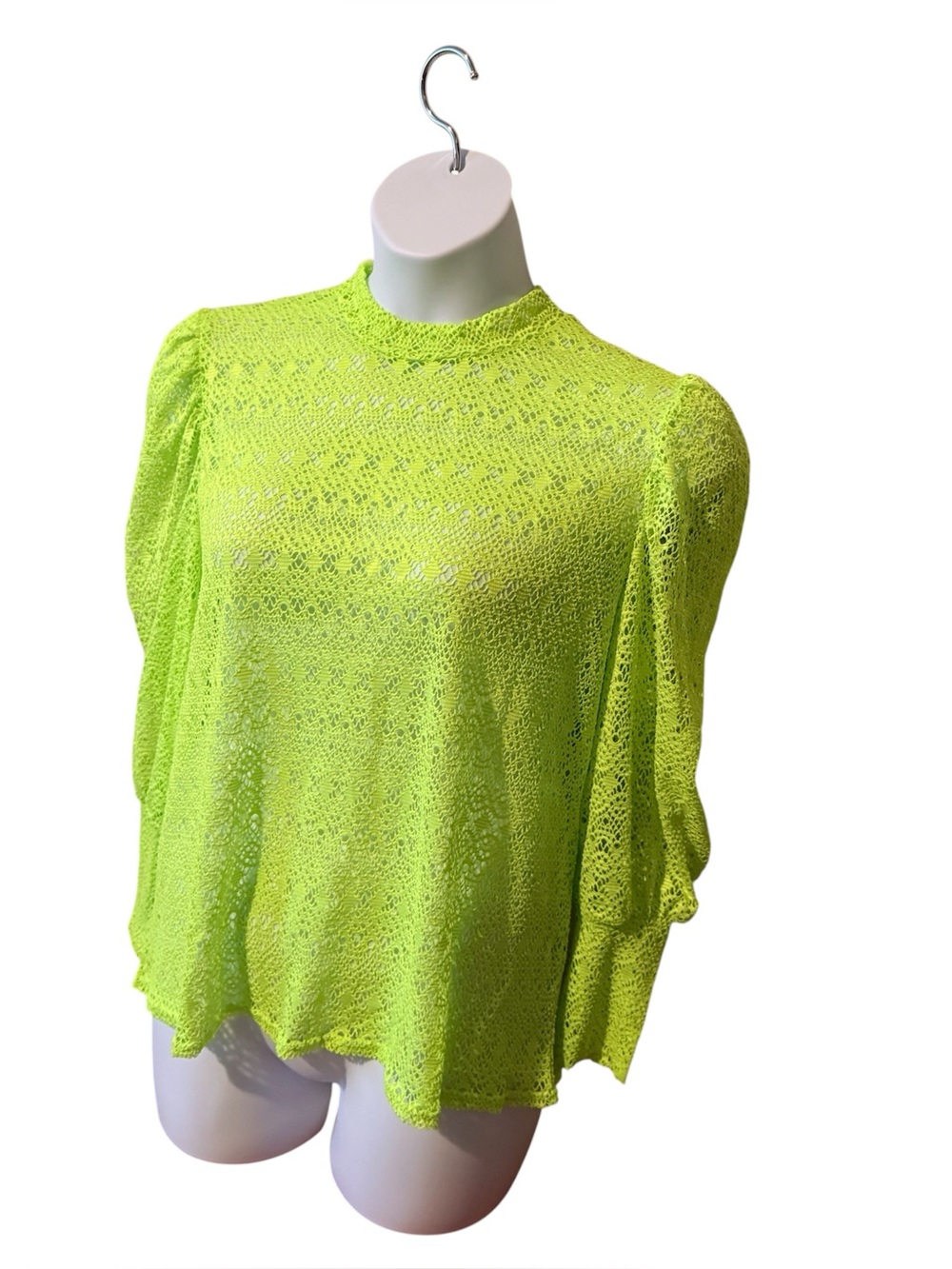 Vibrant Green Graphic Puff Sleeve Blouse